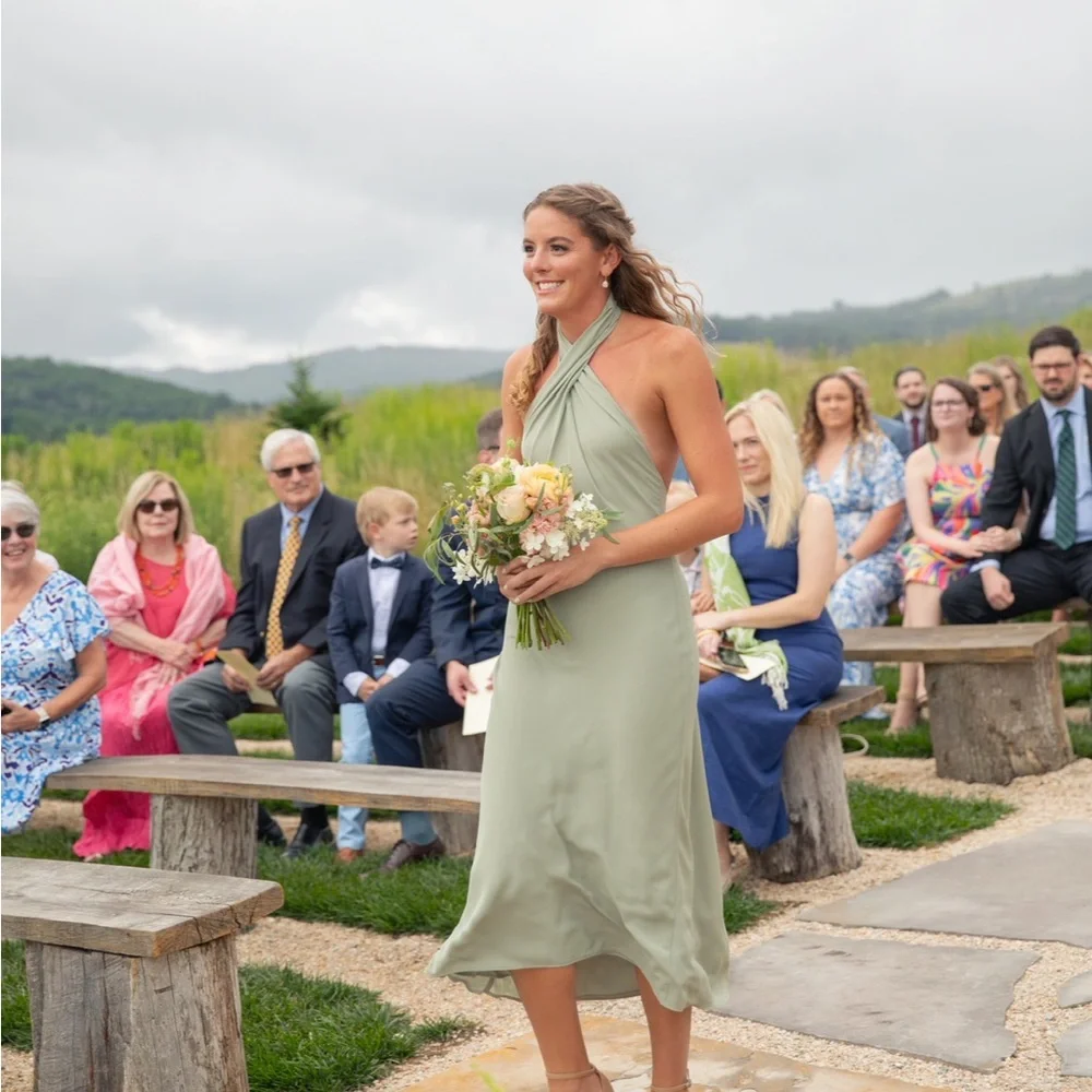 Show Me Your Mumu - Jasmine Halter Maxi Dress - Moss Green Luxe Satin - Picture 3 of 3